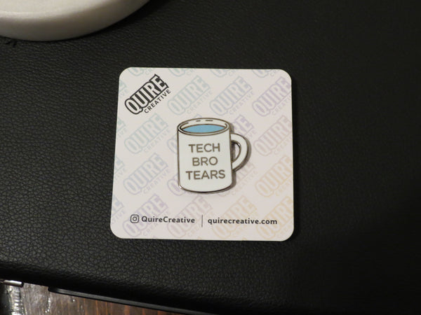 Tech Bro Tears Coffee Cup Lapel Pin: A Cheeky Accessory for Women Breaking Barriers in Tech Industry