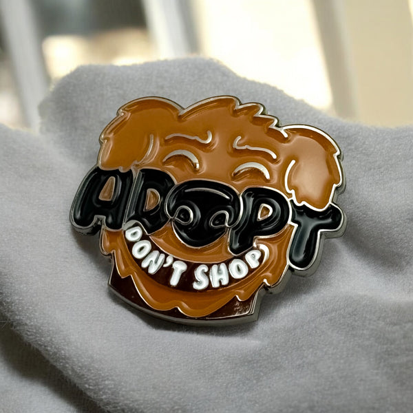 Adopt Don't Shop Dog Face Lapel Pin – Cute Enamel Pin for Animal Lovers