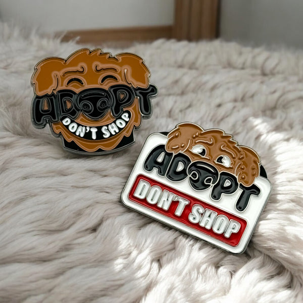 Adopt Don't Shop Dog Face Lapel Pin – Cute Enamel Pin for Animal Lovers